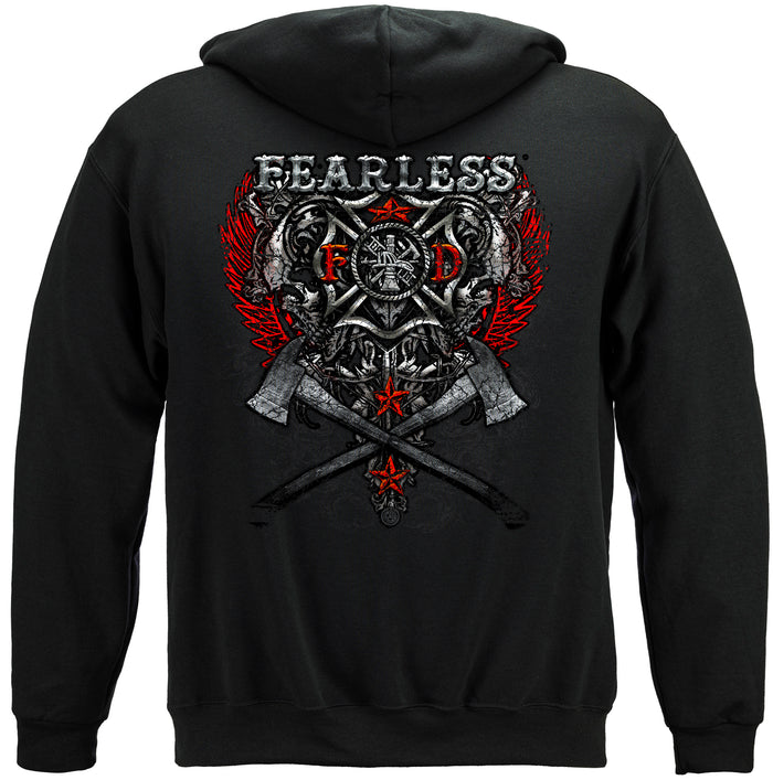 Firefighter Fearless Silver Foil hooded sweatshirt fire department IAFF fire rescue first responder