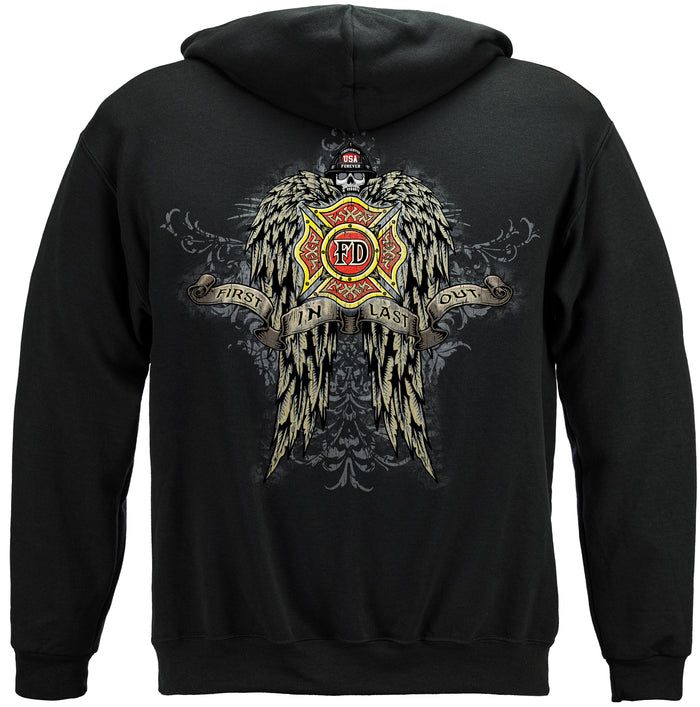 Firefighter Skull Wings Full hooded sweatshirt fire department IAFF fire rescue first responder