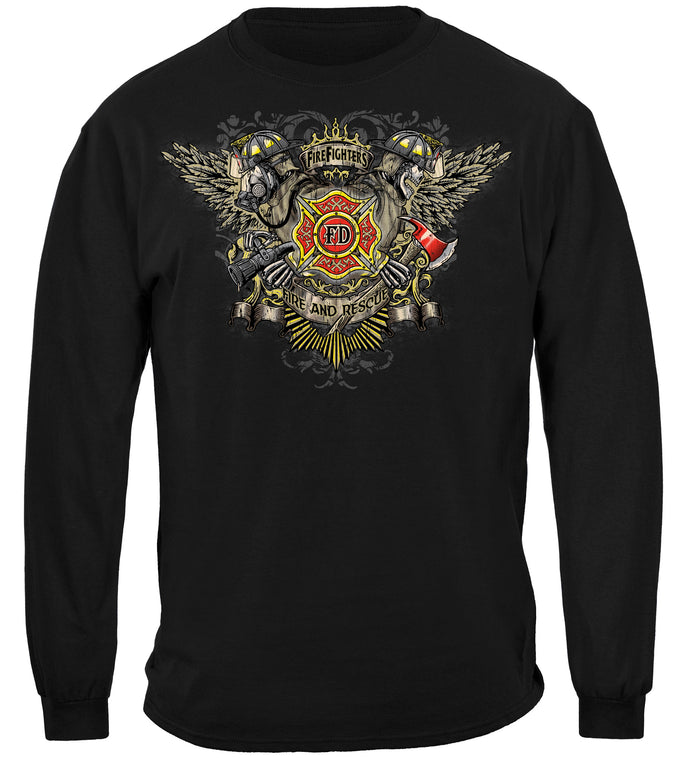 Firefighter Skull Wings Full Long Sleeves