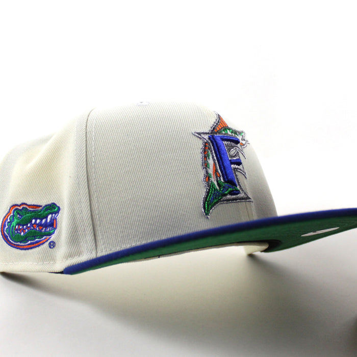 Florida Marlins x Florida Gators New Era 59Fifty Fitted Hat (Chrome White Royal Blue Green Under brim)