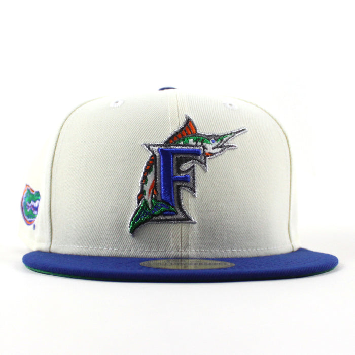 Florida Marlins x Florida Gators New Era 59Fifty Fitted Hat (Chrome White Royal Blue Green Under brim)