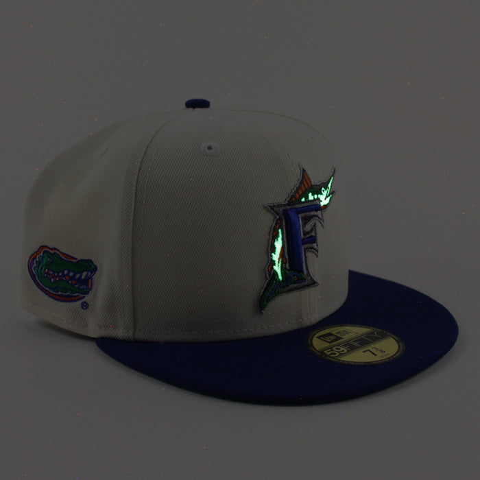 Florida Marlins x Florida Gators New Era 59Fifty Fitted Hat (Chrome White Royal Blue Green Under brim)
