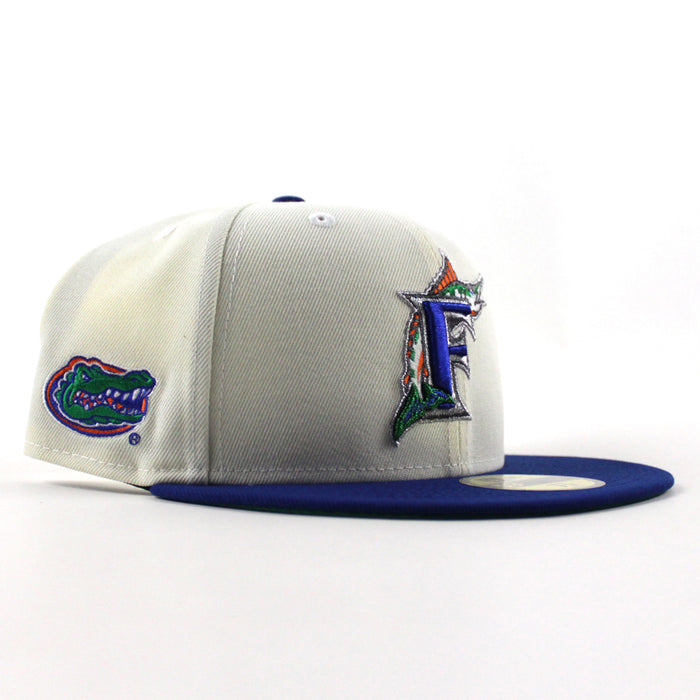 Florida Marlins x Florida Gators New Era 59Fifty Fitted Hat (Chrome White Royal Blue Green Under brim)