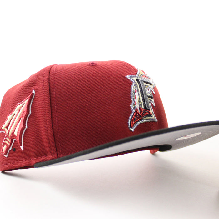 Florida Marlins x Florida State University Seminoles New Era 59Fifty Fitted Hat (Red Black Gray Under brim)