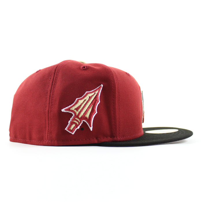 Florida Marlins x Florida State University Seminoles New Era 59Fifty Fitted Hat (Red Black Gray Under brim)
