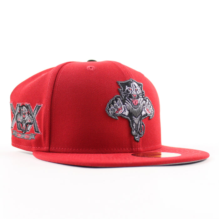 Florida Panthers 1993-2013 Patch New Era 59Fifty Fitted Hat (Scarlet Red Gray Under brim)