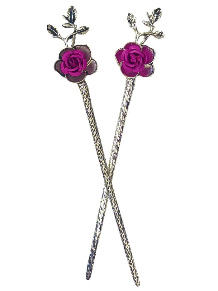 Flower Power Hair Sticks – Elegant Rose Design | Romantic Hair Accessories for Women