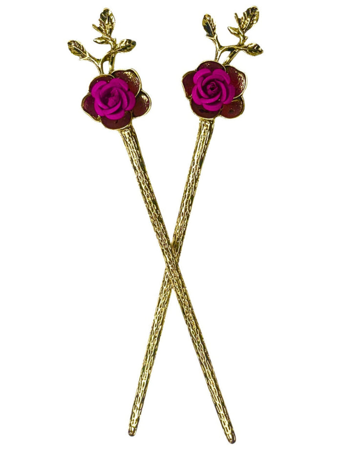 Flower Power Hair Sticks – Elegant Rose Design | Romantic Hair Accessories for Women