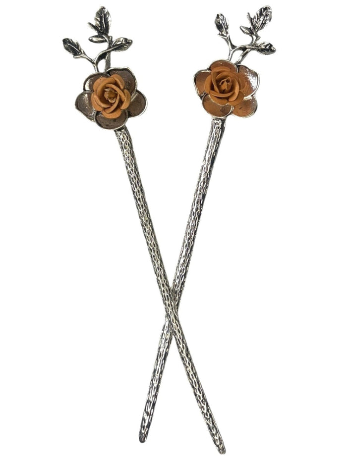 Flower Power Hair Sticks – Elegant Rose Design | Romantic Hair Accessories for Women