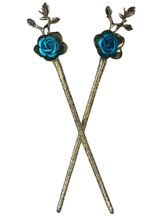 Flower Power Hair Sticks – Elegant Rose Design | Romantic Hair Accessories for Women