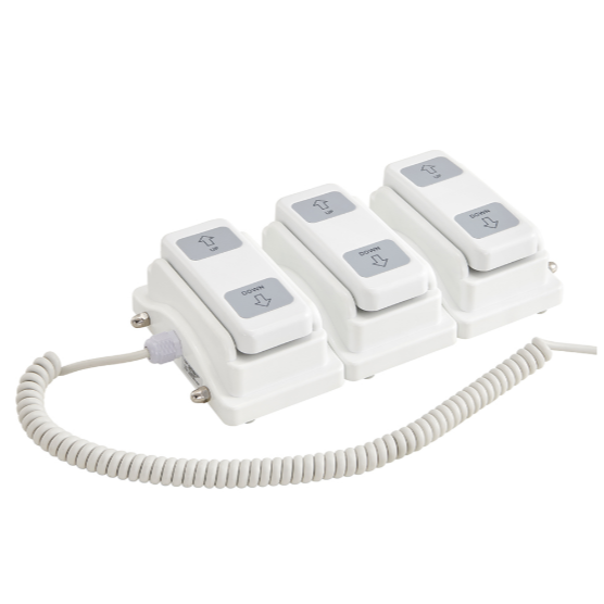 Foot pedal control for electric facial bed 3 motors