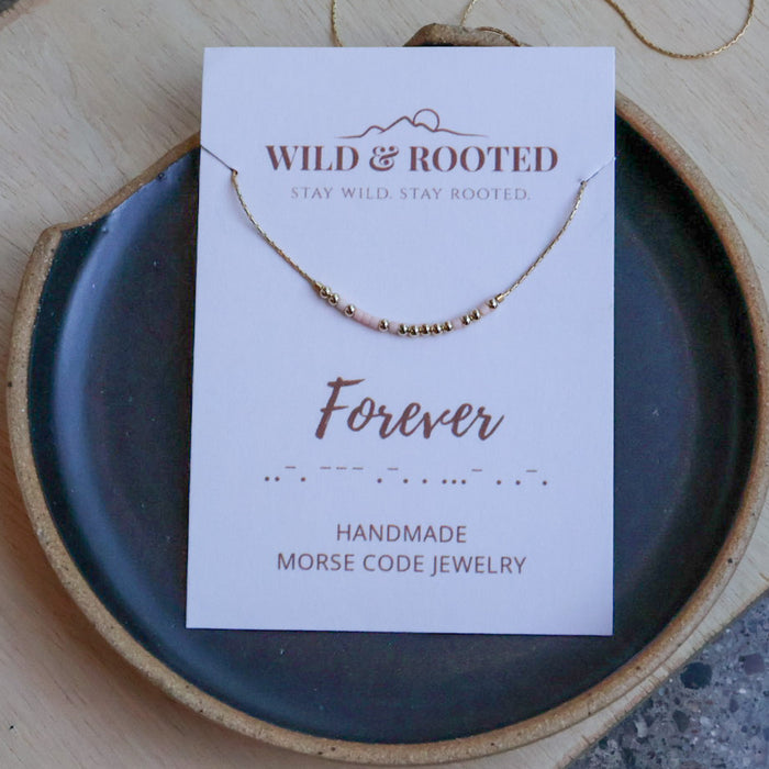 Forever Morse Code Necklace - Gold Filled