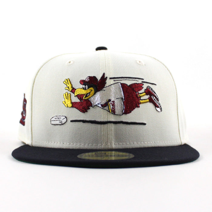Fredbird St. Louis Cardinals STL Patch New Era 59Fifty Fitted Hat (Chrome White Navy Green Under Brim)