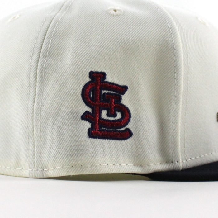 Fredbird St. Louis Cardinals STL Patch New Era 59Fifty Fitted Hat (Chrome White Navy Green Under Brim)