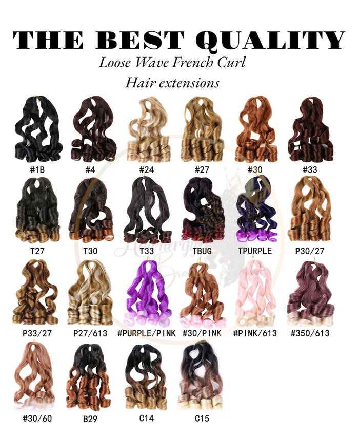 French curl silky extensions bundles loose wavy curls ombre synthetic braiding hair