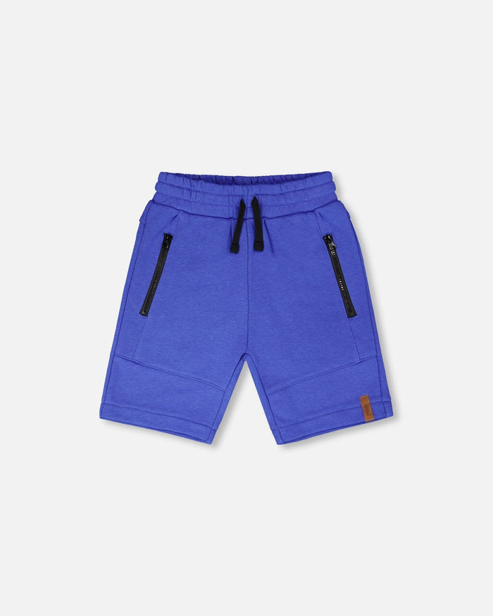 French Terry Shorts With Cross Seams Royal Blue-0
