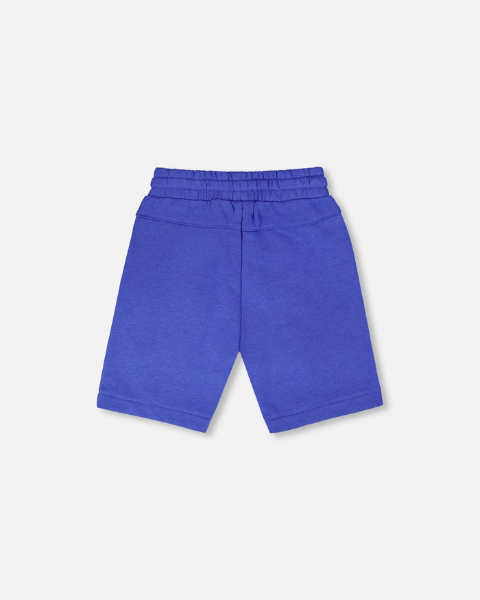 French Terry Shorts With Cross Seams Royal Blue-3