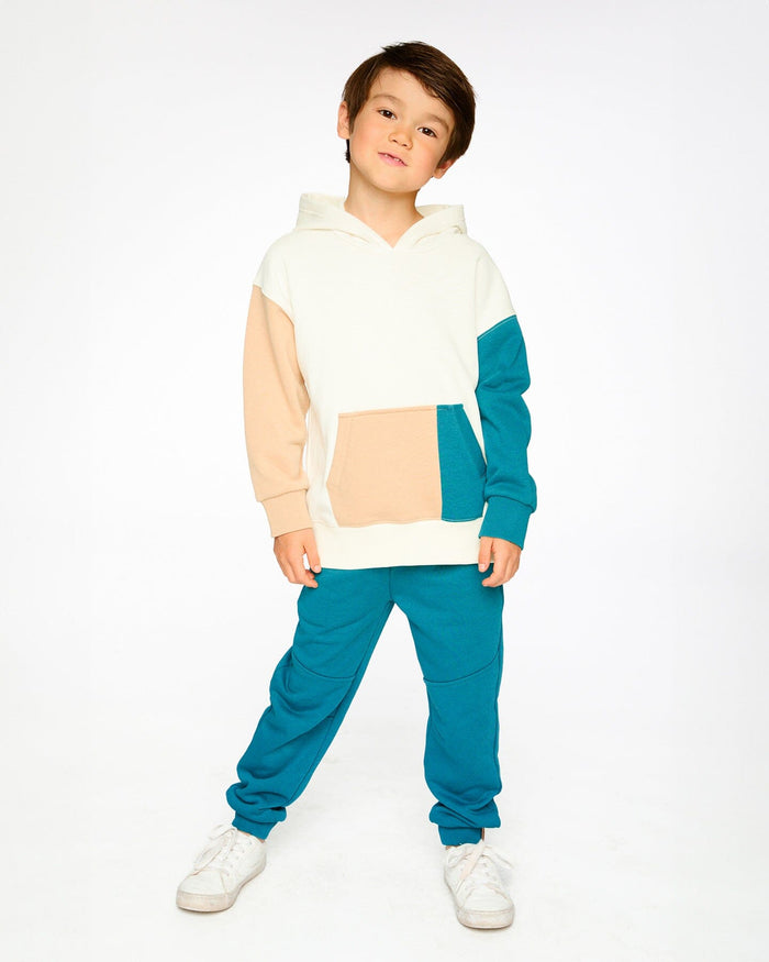 French Terry Sweatpants With Cross Seams Dark Turquoise-1