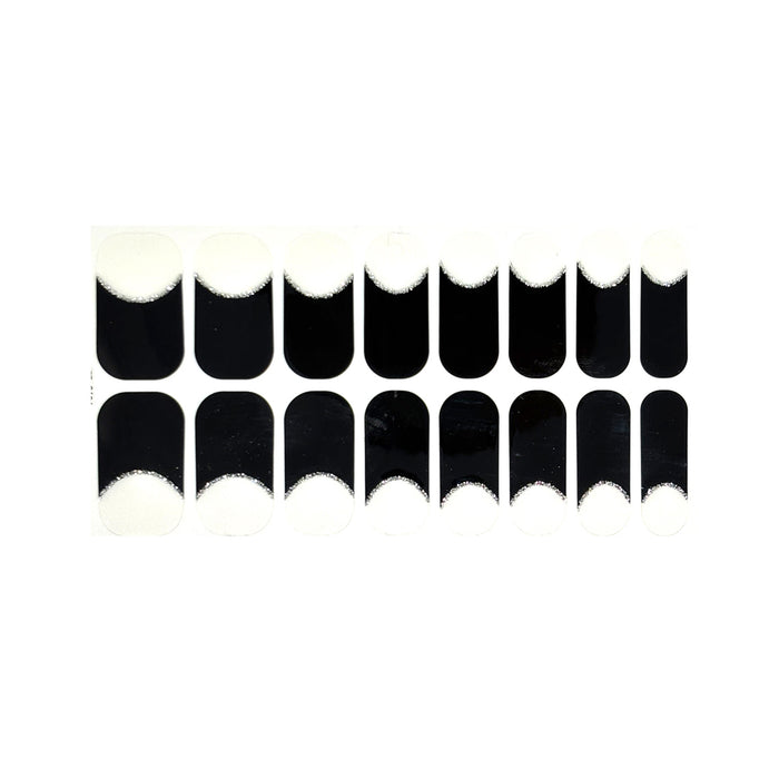 French Tips - Black Silver Halo Nail Wraps
