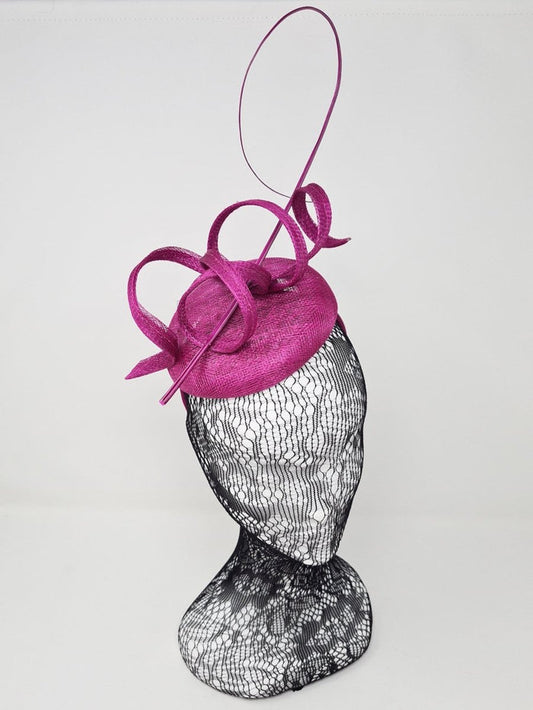 Fuchsia Pink Swirl Pillbox Fascinator - Franklins