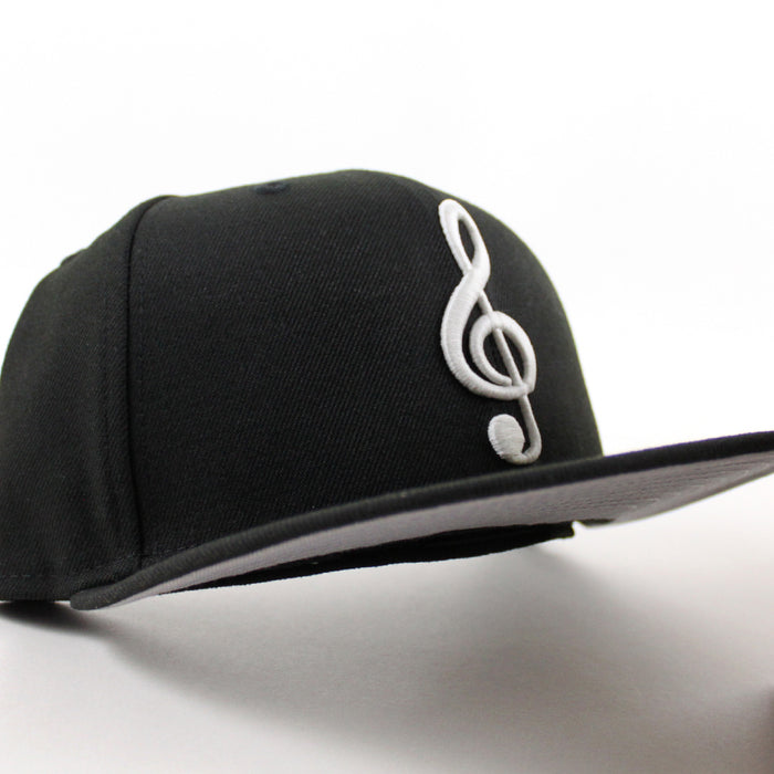 G Clef Music Note New Era Fitted Hat (Black Gray Under Brim)