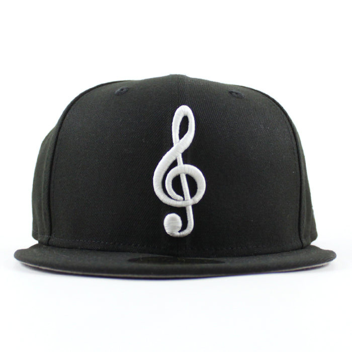 G Clef Music Note New Era Fitted Hat (Black Gray Under Brim)