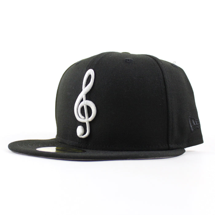 G Clef Music Note New Era Fitted Hat (Black Gray Under Brim)