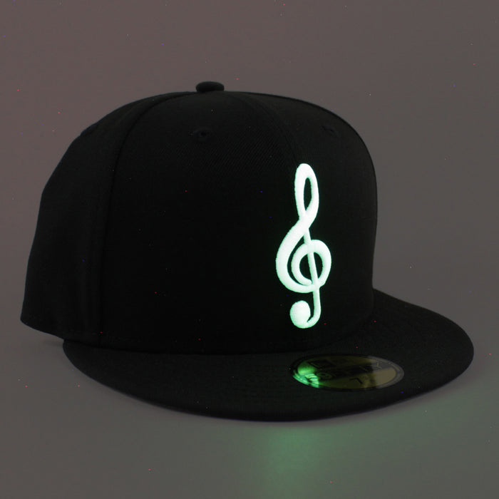 G Clef Music Note New Era Fitted Hat (Black Gray Under Brim)