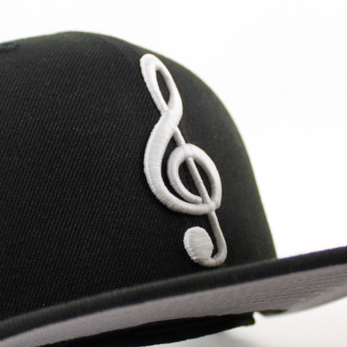 G Clef Music Note New Era Fitted Hat (Black Gray Under Brim)