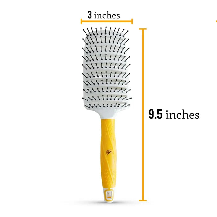 GK Hair Vent Brush 3 inch size diagram: measuring arrows label the head 3 inches wide and the brush 9.5 inches long