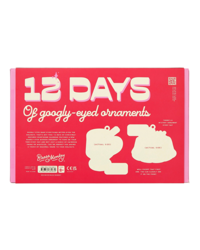 12 days of googly and bright ornaments by Brass Monkey sold by Le Monkey House