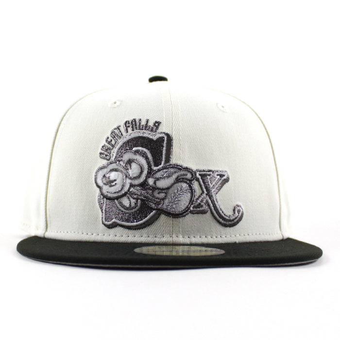 Great Falls White Sox New Era 59Fifty Fitted Hat (Chrome White Black Gray Under Brim)