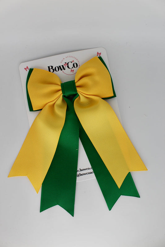 Green and Yellow Gold - Classic Tail Bow - Clip