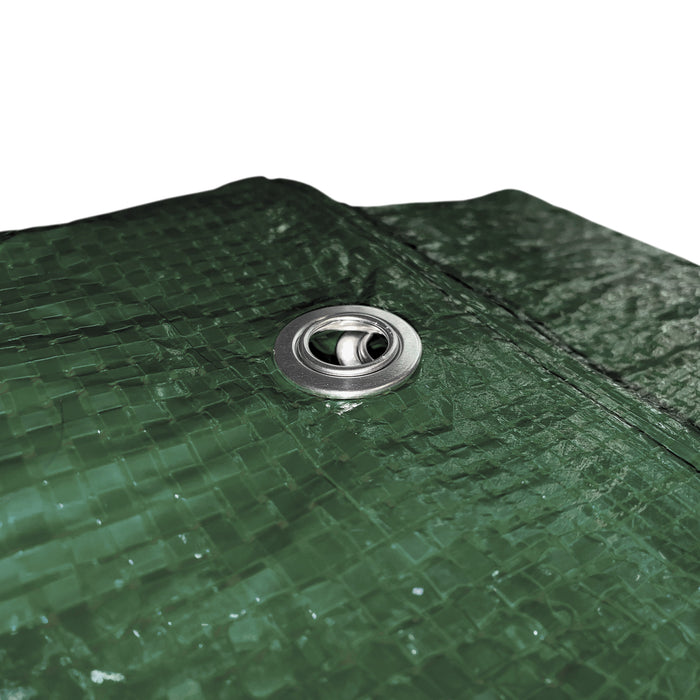 Green S-Grade Tarpaulin with 10 Metres of 8mm Bungee Rope for Reinforced Eyelets