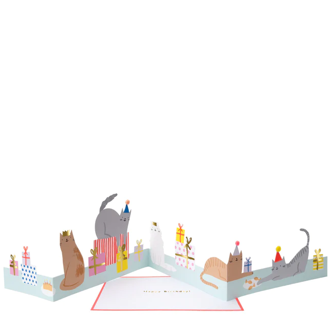 Greeting Card - Cat Party Concertina - Out Of Packaging