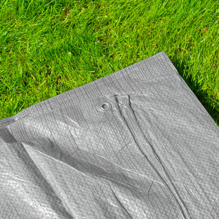 Grey S-Grade Tarpaulin with 10 Metres of 6mm Bungee Rope for Reinforced Eyelets