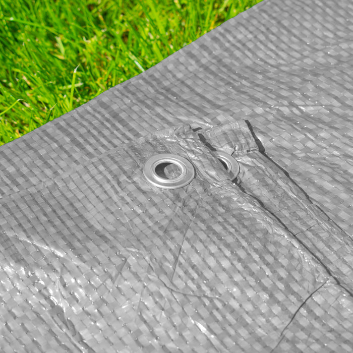 Grey S-Grade Tarpaulin with 10 Metres of 6mm Bungee Rope for Reinforced Eyelets