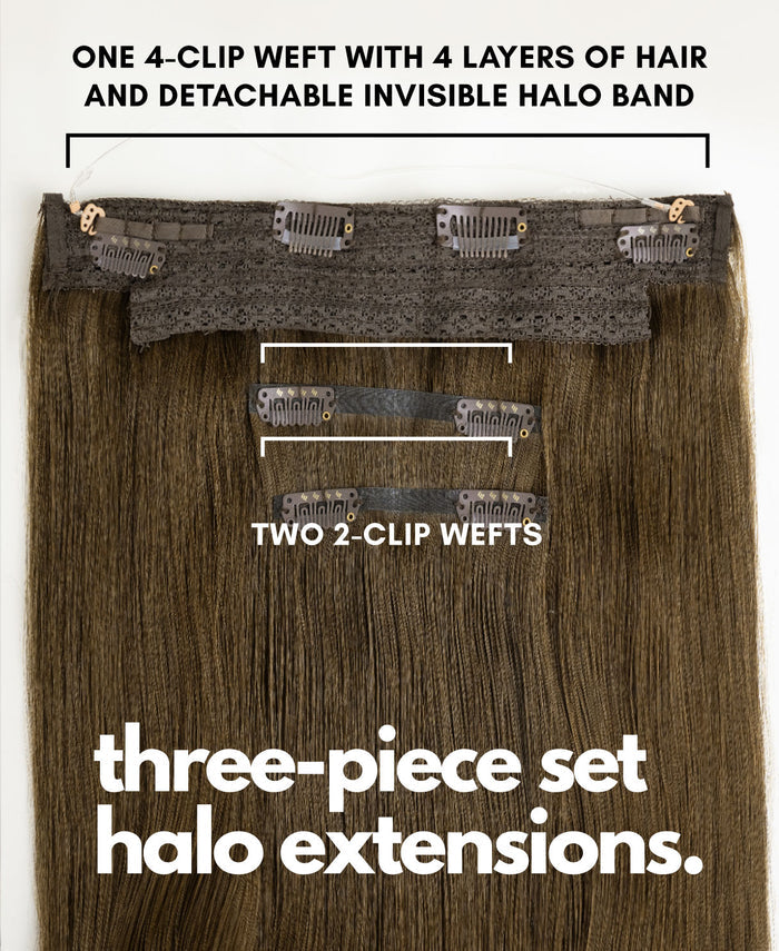 halo one-step hair extensions ash brown.