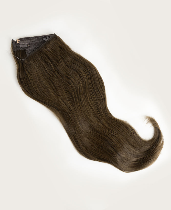 halo one-step hair extensions ash brown.
