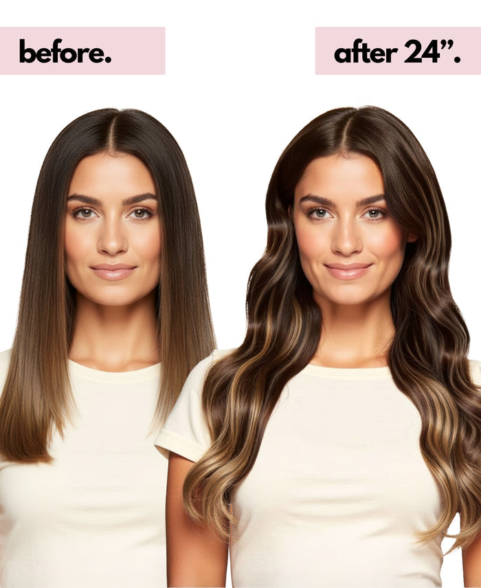 halo one-step hair extensions brown balayage.