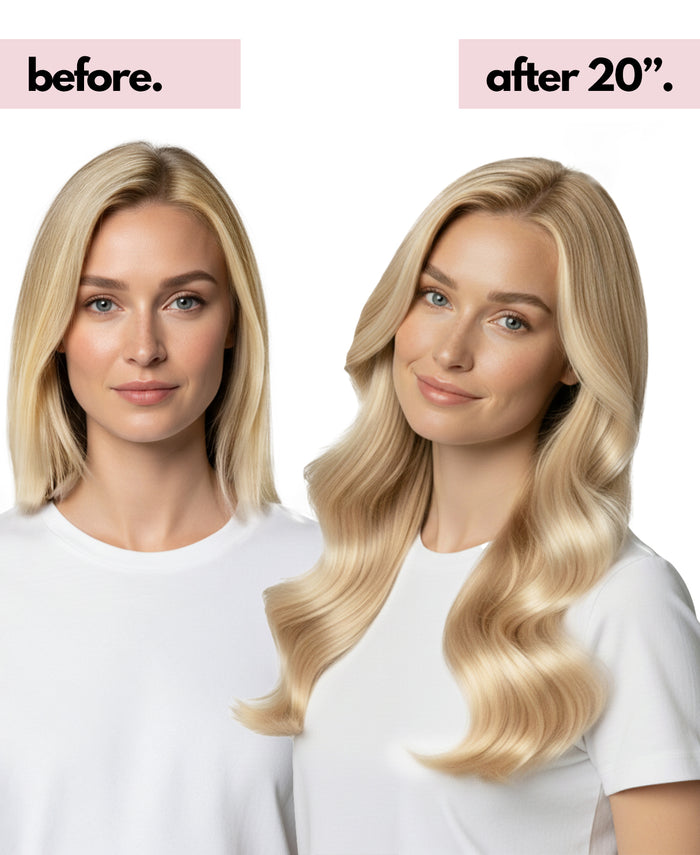 halo one-step hair extensions champagne blonde.