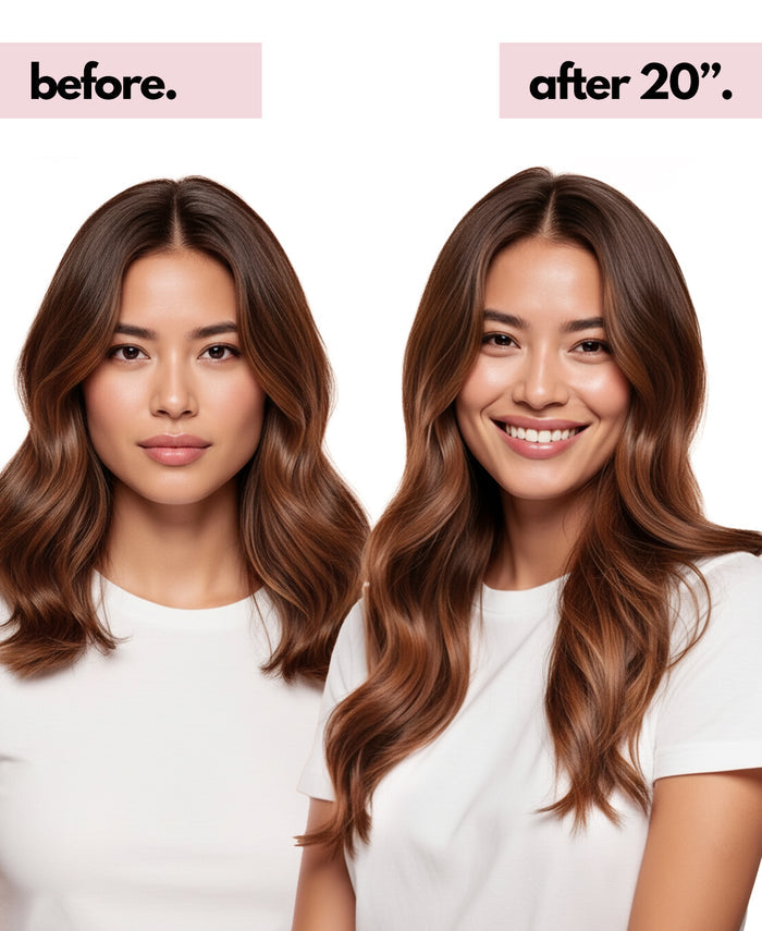 halo one-step hair extensions chestnut balayage.
