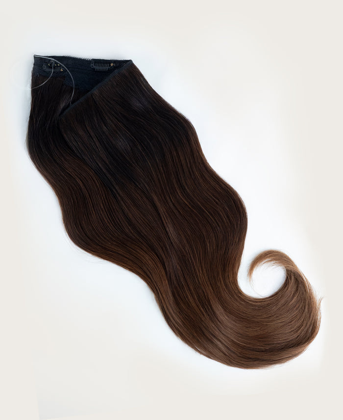 halo one-step hair extensions dimensional brown.