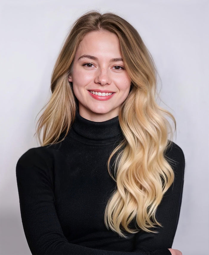 halo one-step hair extensions dirty blonde rootmelt.