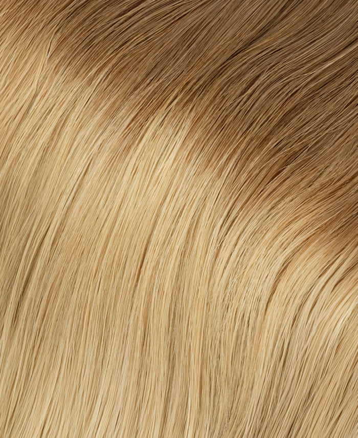 halo one-step hair extensions dirty blonde rootmelt.