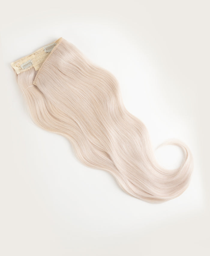 halo one-step hair extensions icy blonde.