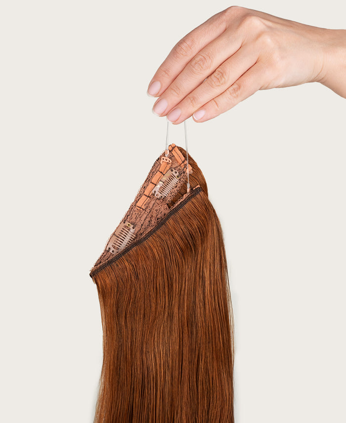 halo one-step hair extensions pumpkin spice.