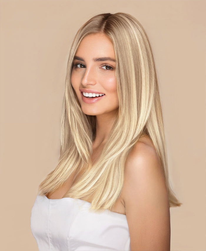 halo one-step hair extensions scandinavian highlights.