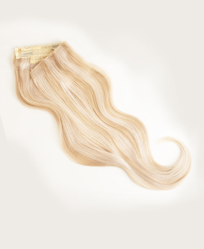 halo one-step hair extensions scandinavian highlights.