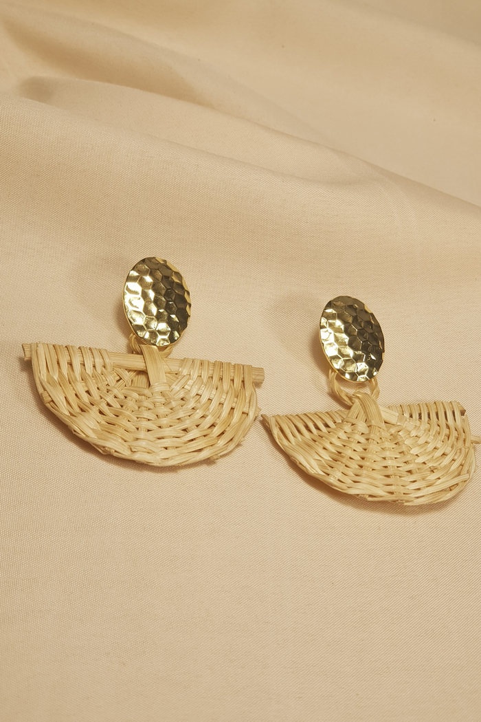Handcrafted Woven Rattan Drop Earrings